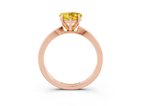 Rose gold Heart Cut Yellow Sapphire Solitaire Engagement Ring with Classic Band and Four-Prong Setting_65