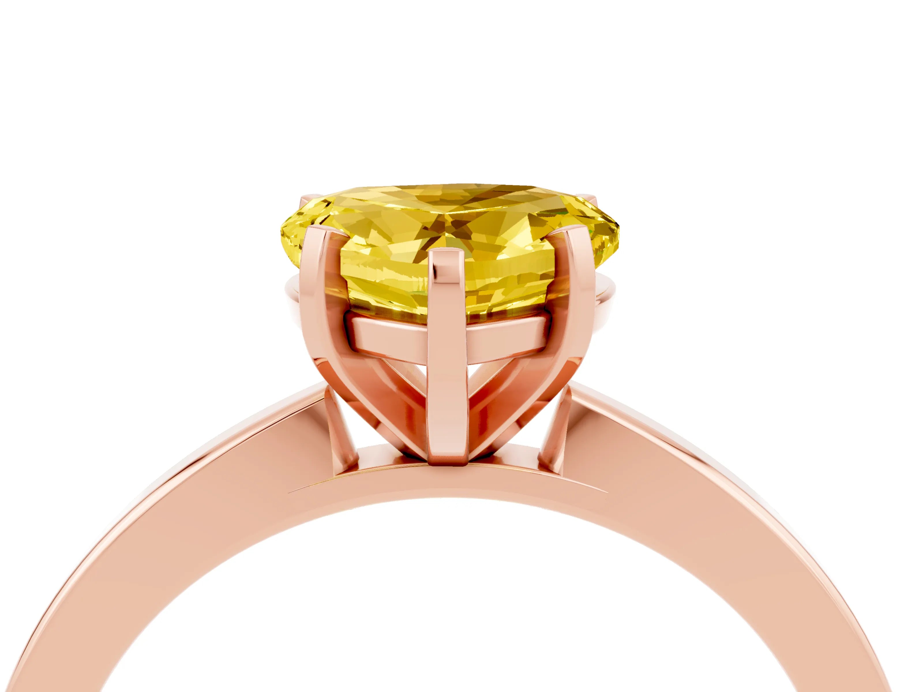 Rose gold Heart Cut Yellow Sapphire Solitaire Engagement Ring with Classic Band and Four-Prong Setting_66