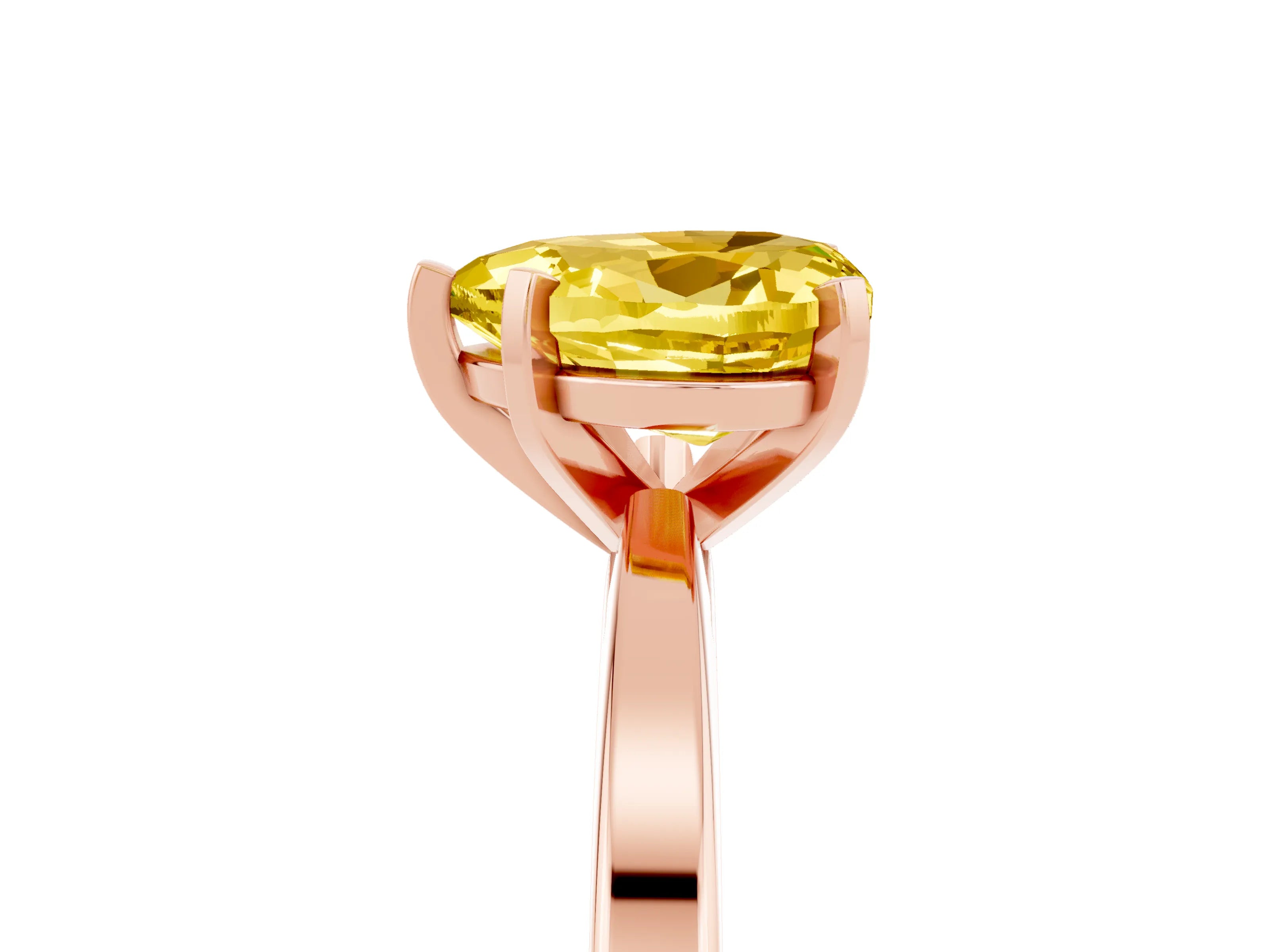 Rose gold Heart Cut Yellow Sapphire Solitaire Engagement Ring with Classic Band and Four-Prong Setting_67