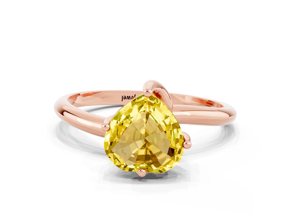 Rose gold Heart Cut Yellow Sapphire Solitaire Engagement Ring with Four-Prong Setting and Classic Band