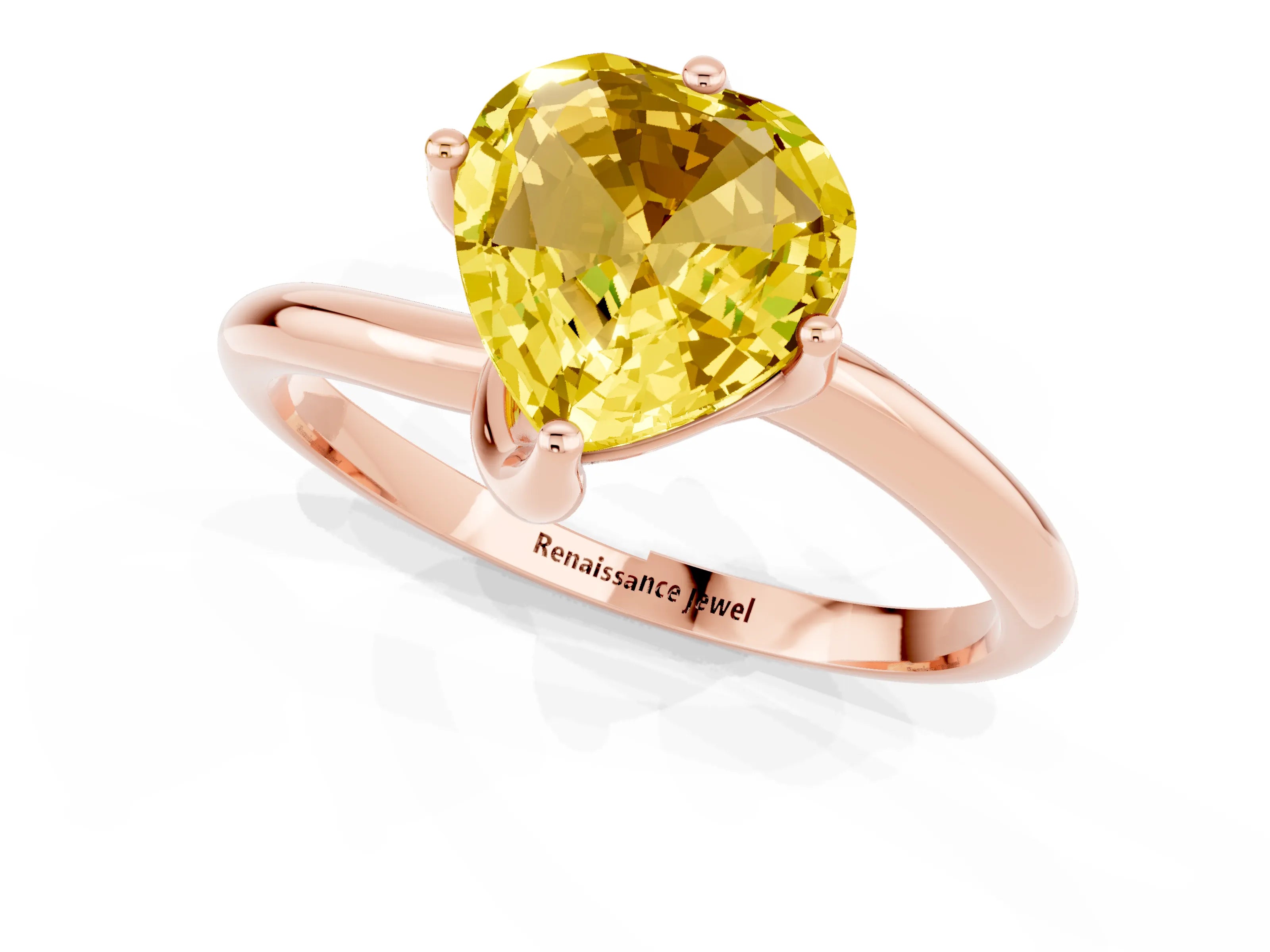 Rose gold Heart Cut Yellow Sapphire Solitaire Engagement Ring with Four-Prong Setting and Classic Band_13