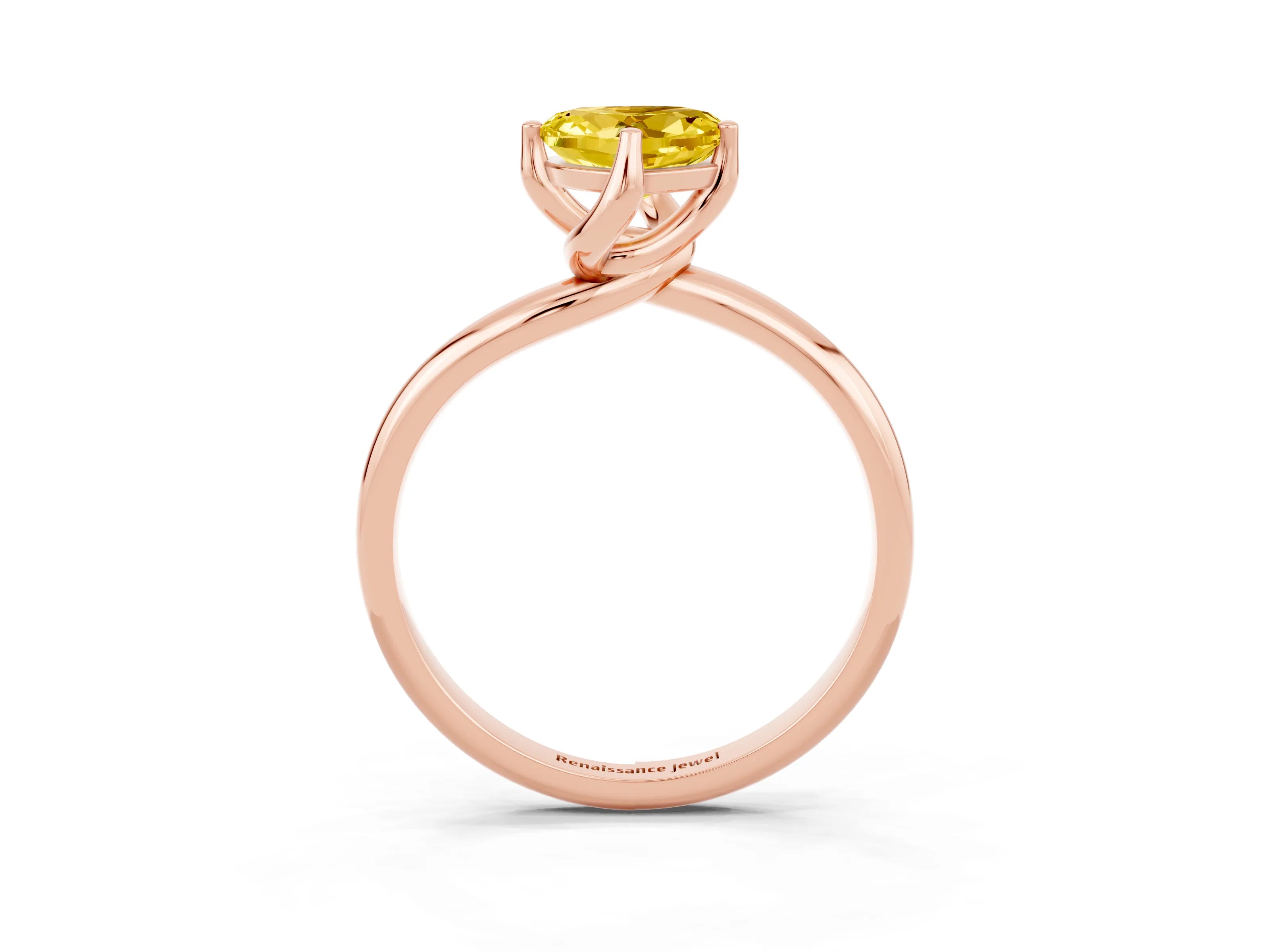 Rose gold Heart Cut Yellow Sapphire Solitaire Engagement Ring with Four-Prong Setting and Classic Band_15