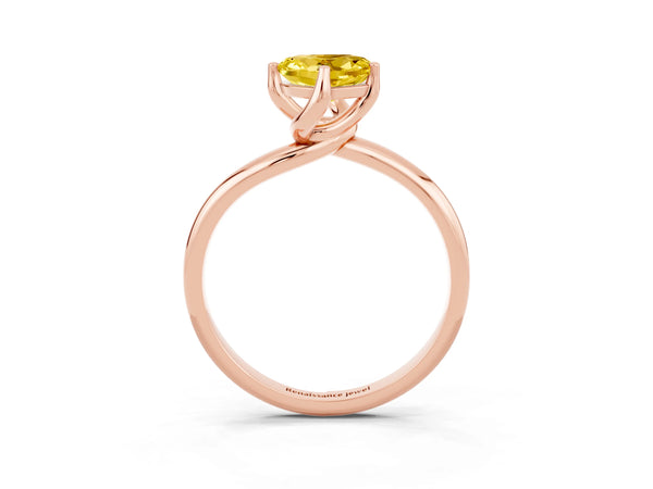 Rose gold Heart Cut Yellow Sapphire Solitaire Engagement Ring with Four-Prong Setting and Classic Band