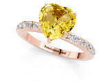 Rose gold Heart Cut Yellow Sapphire Solitaire Engagement Ring with Pavé Band and Four-Prong Setting_25