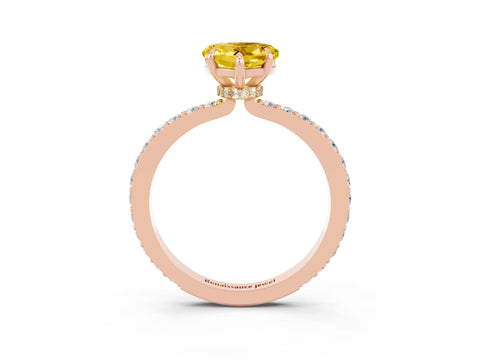 Rose gold Heart Cut Yellow Sapphire Solitaire Engagement Ring with Pavé Band and Four-Prong Setting_27