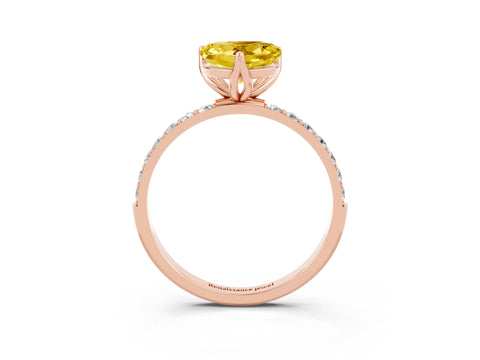 Rose gold Heart Cut Yellow Sapphire Solitaire Engagement Ring with Pavé Band and Prong Setting_3