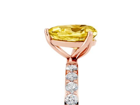 Rose gold Heart Cut Yellow Sapphire Solitaire Engagement Ring with Pavé Band and Prong Setting_5