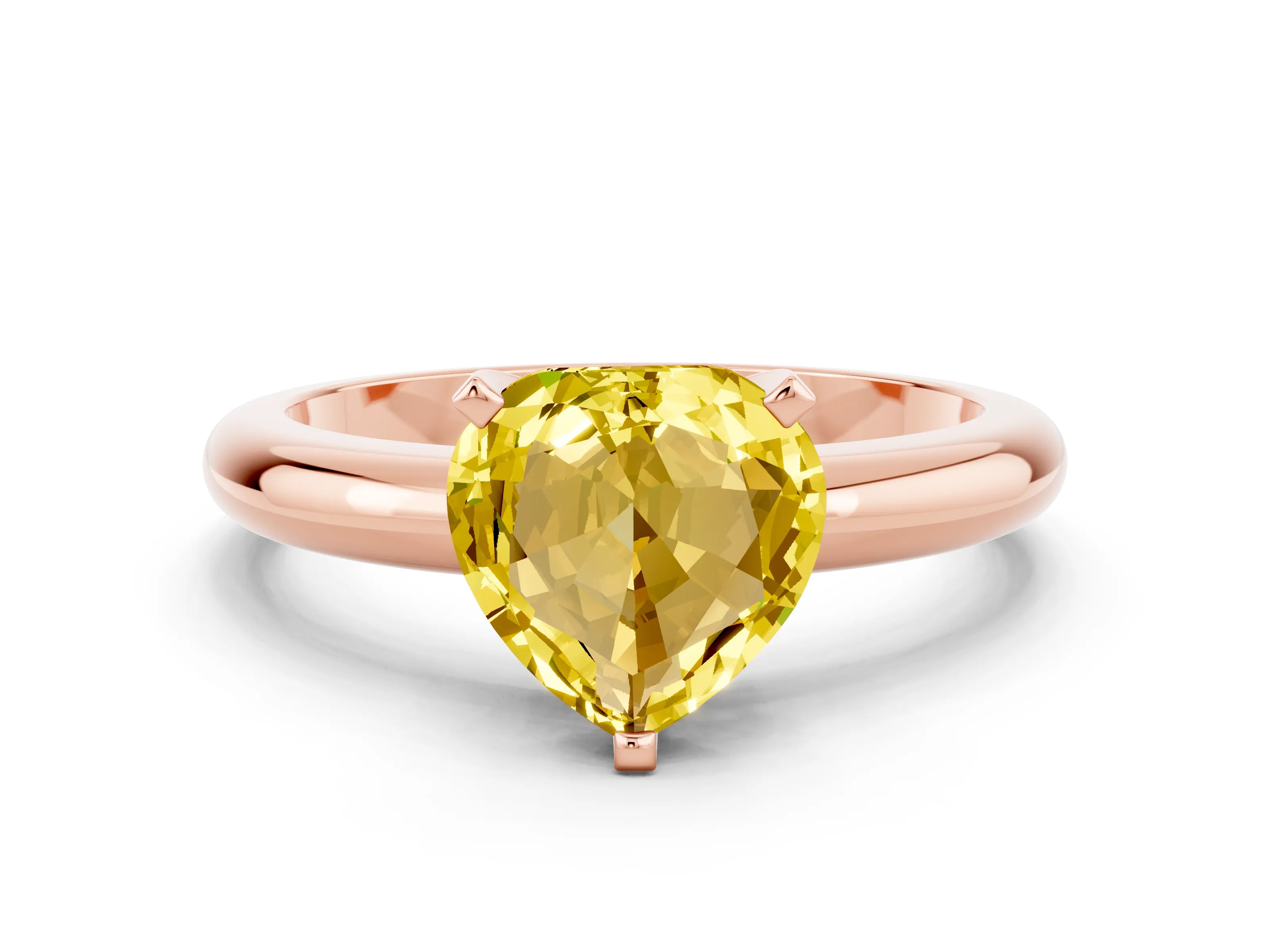 Rose gold Heart Cut Yellow Sapphire Solitaire Engagement Ring with Round Band and Four-Prong Setting_24