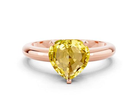 Rose gold Heart Cut Yellow Sapphire Solitaire Engagement Ring with Round Band and Four-Prong Setting_24