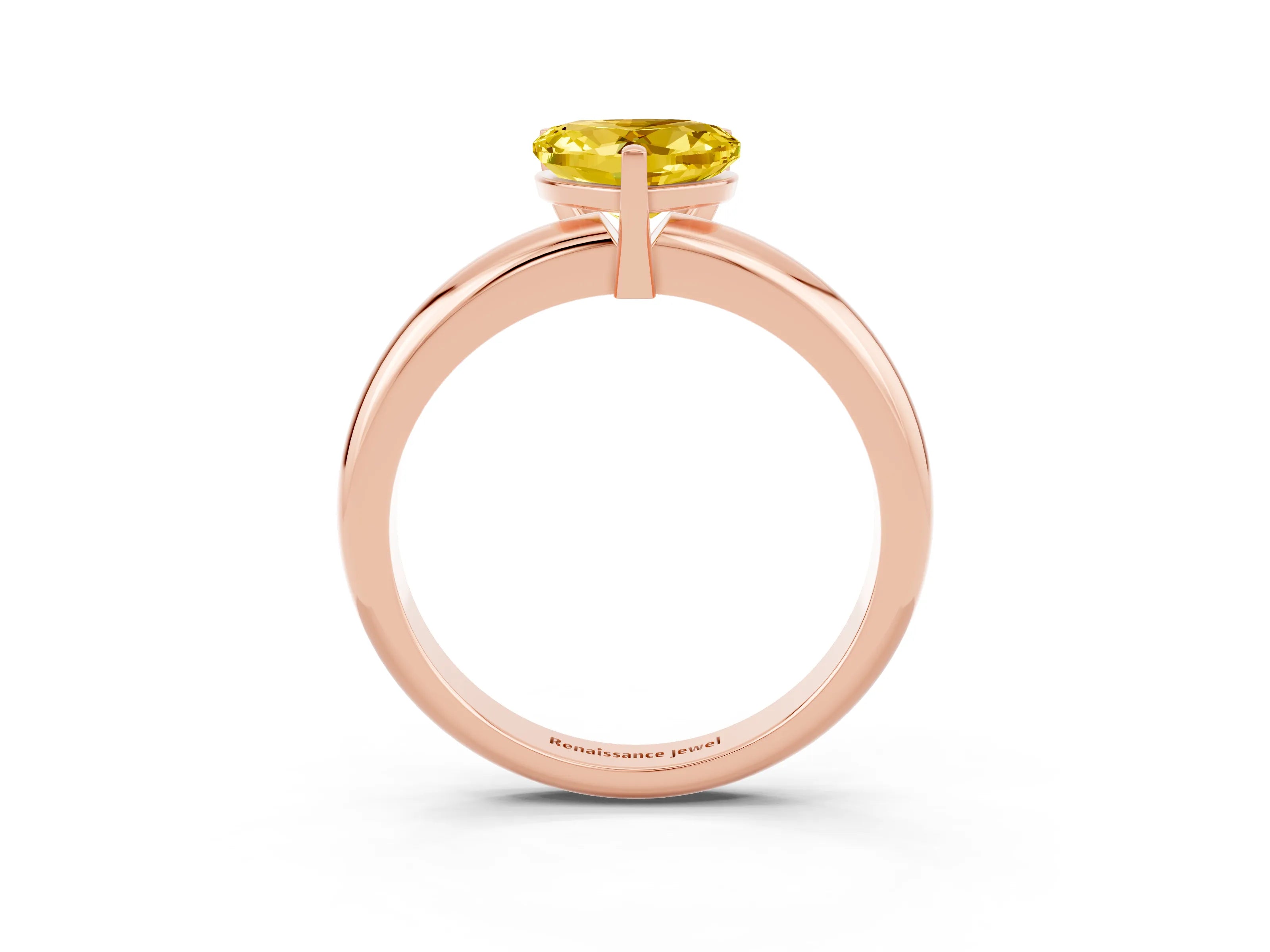 Rose gold Heart Cut Yellow Sapphire Solitaire Engagement Ring with Round Band and Four-Prong Setting_27