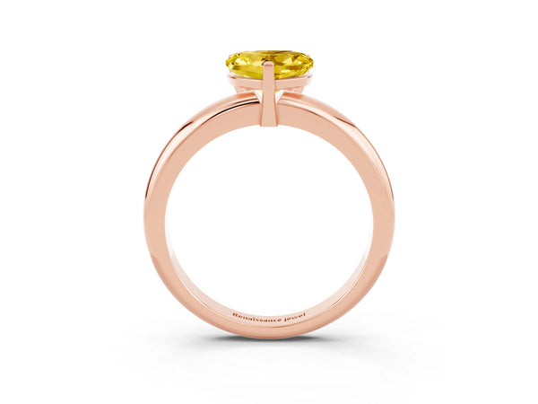 Rose gold Heart Cut Yellow Sapphire Solitaire Engagement Ring with Round Band and Four-Prong Setting