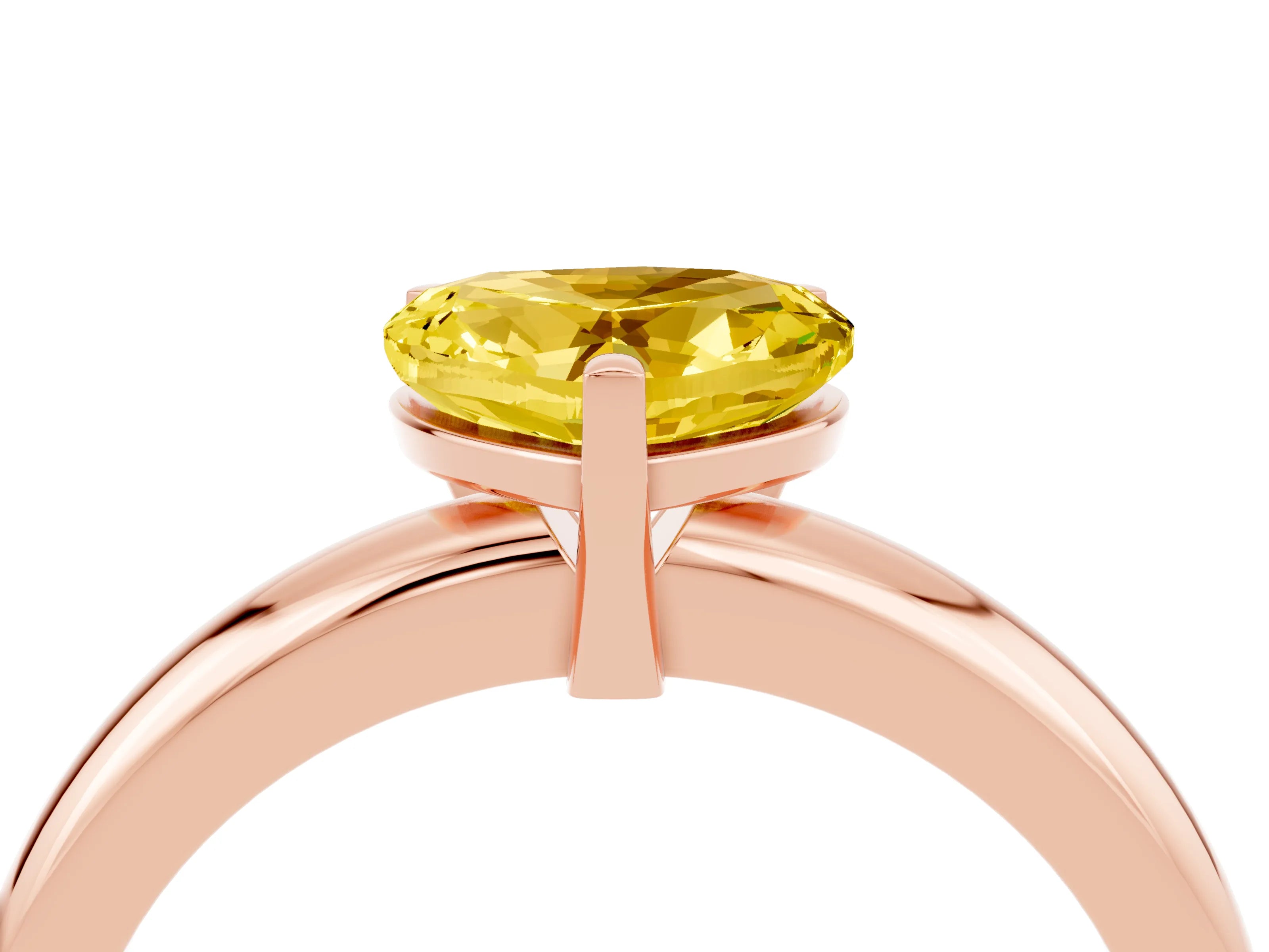 Rose gold Heart Cut Yellow Sapphire Solitaire Engagement Ring with Round Band and Four-Prong Setting_28