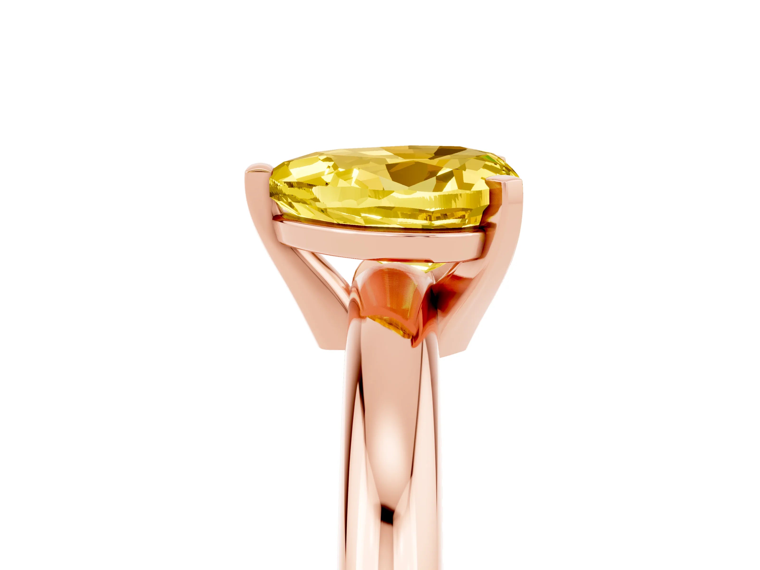 Rose gold Heart Cut Yellow Sapphire Solitaire Engagement Ring with Round Band and Four-Prong Setting_29