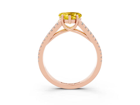 Rose gold Heart Cut Yellow Sapphire Solitaire Engagement Ring with Split Shank Pavé Band_15