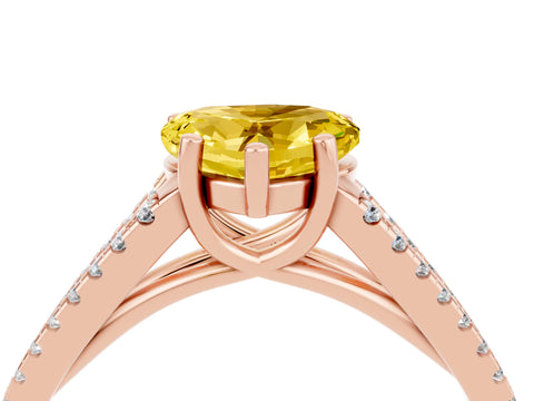 Rose gold Heart Cut Yellow Sapphire Solitaire Engagement Ring with Split Shank Pavé Band_16