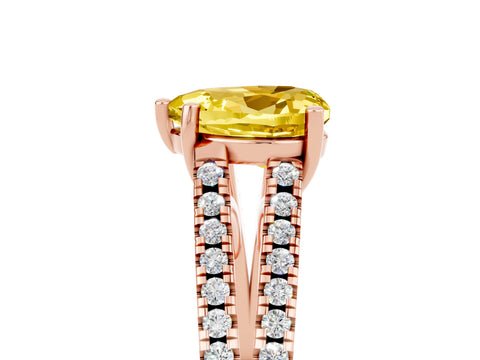 Rose gold Heart Cut Yellow Sapphire Solitaire Engagement Ring with Split Shank Pavé Band_17
