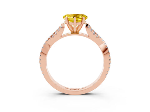 Rose gold Heart Cut Yellow Sapphire Solitaire Engagement Ring with Twisted Pavé Band and Four-Prong Setting_27