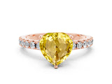 Rose gold Heart Cut Yellow Sapphire Solitaire Pavé Band with Four-Prong Setting_24
