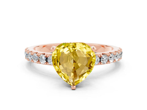 Rose gold Heart Cut Yellow Sapphire Solitaire Pavé Band with Four-Prong Setting_24