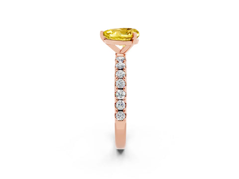 Rose gold Heart Cut Yellow Sapphire Solitaire Pavé Band with Four-Prong Setting_26