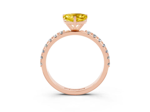 Rose gold Heart Cut Yellow Sapphire Solitaire Pavé Band with Four-Prong Setting_27