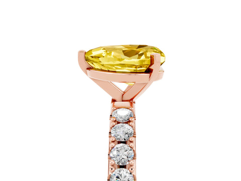 Rose gold Heart Cut Yellow Sapphire Solitaire Pavé Band with Four-Prong Setting_29