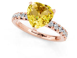 Rose gold Heart Cut Yellow Sapphire Solitaire Pavé Engagement Ring with Round Band and Prong Setting_13