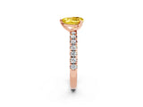 Rose gold Heart Cut Yellow Sapphire Solitaire Pavé Engagement Ring with Round Band and Prong Setting_14