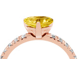 Rose gold Heart Cut Yellow Sapphire Solitaire Pavé Engagement Ring with Round Band and Prong Setting_16