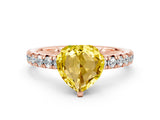 Rose gold Heart Cut Yellow Sapphire Solitaire Pavé Engagement Ring with Round Band and Prong Setting_72