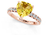 Rose gold Heart Cut Yellow Sapphire Solitaire Pavé Engagement Ring with Round Band and Prong Setting_73