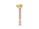 Rose gold Heart Cut Yellow Sapphire Solitaire Pavé Engagement Ring with Round Band and Prong Setting_74