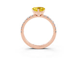 Rose gold Heart Cut Yellow Sapphire Solitaire Pavé Engagement Ring with Round Band and Prong Setting_75