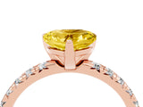 Rose gold Heart Cut Yellow Sapphire Solitaire Pavé Engagement Ring with Round Band and Prong Setting_76