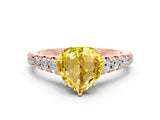 Rose gold Heart Cut Yellow Sapphire Solitaire Ring with Cathedral Setting and Pavé Band_24