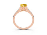 Rose gold Heart Cut Yellow Sapphire Solitaire Ring with Cathedral Setting and Pavé Band_27