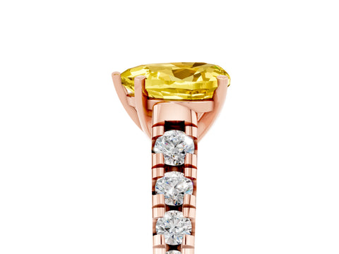 Rose gold Heart Cut Yellow Sapphire Solitaire Ring with Cathedral Setting and Pavé Band_29