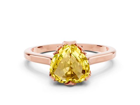 Rose gold Heart Cut Yellow Sapphire Solitaire Ring with Flower Prong Setting and Classic Band_12