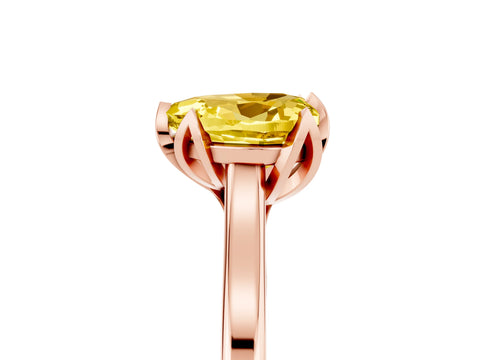 Rose gold Heart Cut Yellow Sapphire Solitaire Ring with Flower Prong Setting and Classic Band_17