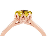 Rose gold Heart Cut Yellow Sapphire Solitaire Ring with Flower Prong Setting and Classic Band_40