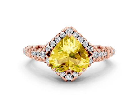 Rose gold Heart Cut Yellow Sapphire Solitaire Ring with Hidden Halo and Pavé Band_12