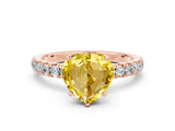 Rose gold Heart Cut Yellow Sapphire Solitaire Ring with Pavé Accents and Four-Prong Setting_24