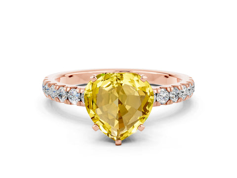 Rose gold Heart Cut Yellow Sapphire Solitaire Ring with Pavé Accents and Four-Prong Setting_24