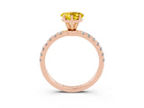 Rose gold Heart Cut Yellow Sapphire Solitaire Ring with Pavé Accents and Four-Prong Setting_27