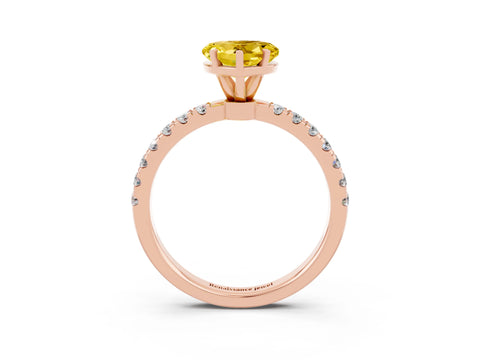 Rose gold Heart Cut Yellow Sapphire Solitaire Ring with Pavé Accents and Four-Prong Setting_27
