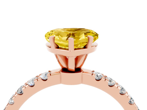 Rose gold Heart Cut Yellow Sapphire Solitaire Ring with Pavé Accents and Four-Prong Setting_28