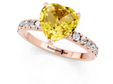 Rose gold Heart Cut Yellow Sapphire Solitaire Ring with Pavé Band and Four-Prong Setting_61