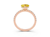 Rose gold Heart Cut Yellow Sapphire Solitaire Ring with Pavé Band and Four-Prong Setting_63