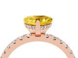 Rose gold Heart Cut Yellow Sapphire Solitaire Ring with Pavé Band and Four-Prong Setting_64