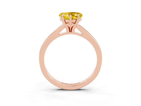 Rose gold Heart Cut Yellow Sapphire Solitaire Ring with Pavé Band and Prong Setting_15